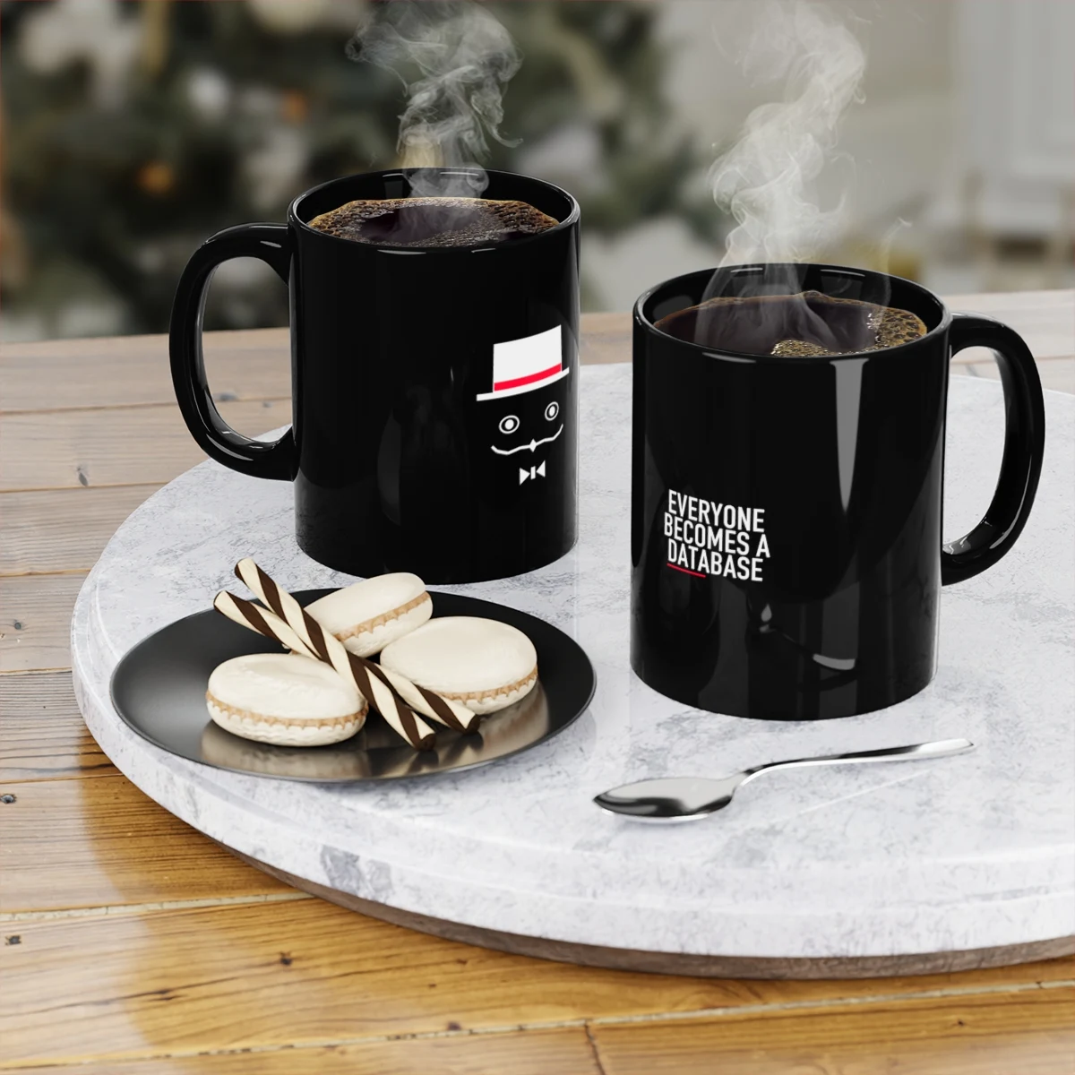EVERYONE BECOMES A DATABASE — BLACK MUG view 4