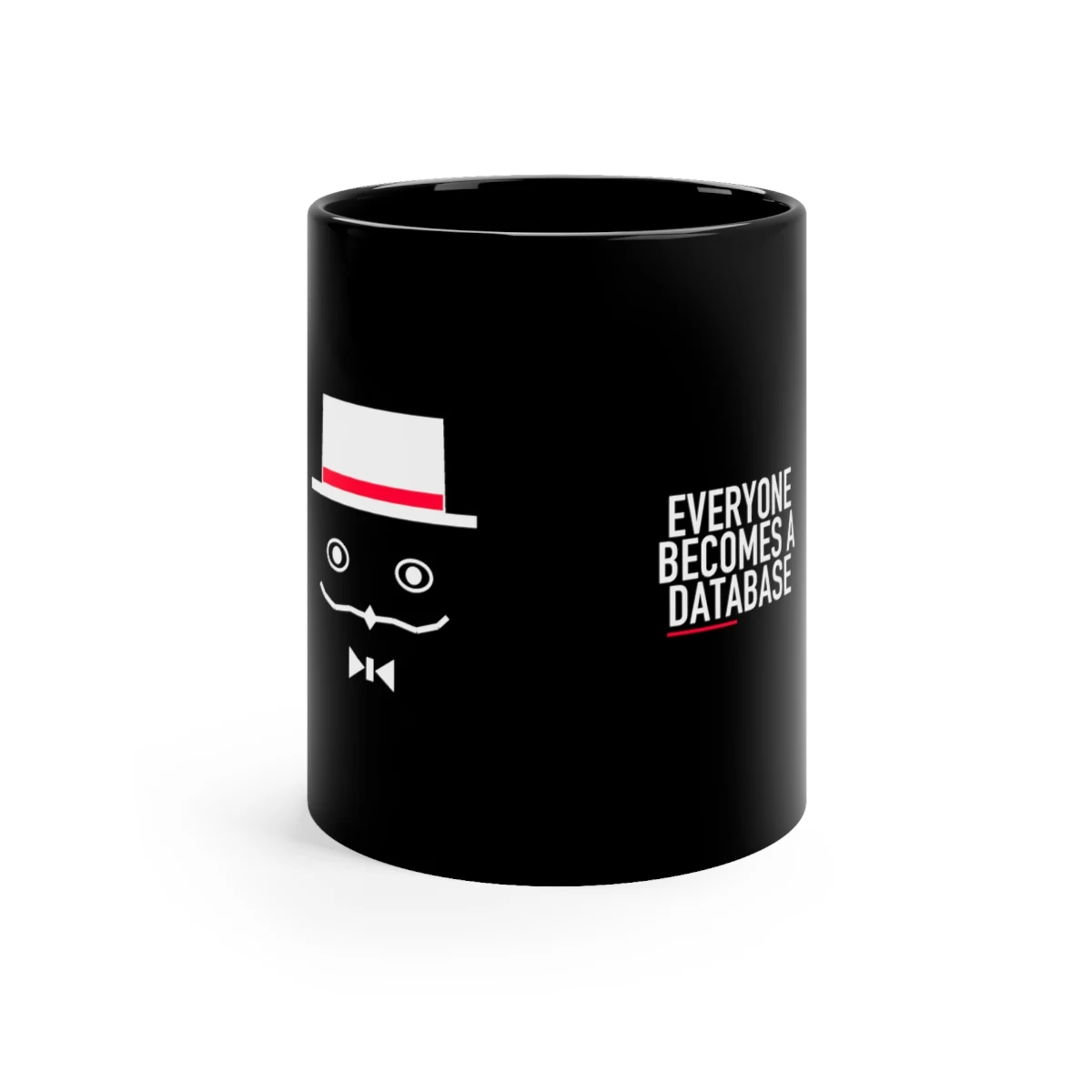 EVERYONE BECOMES A DATABASE — BLACK MUG view 5